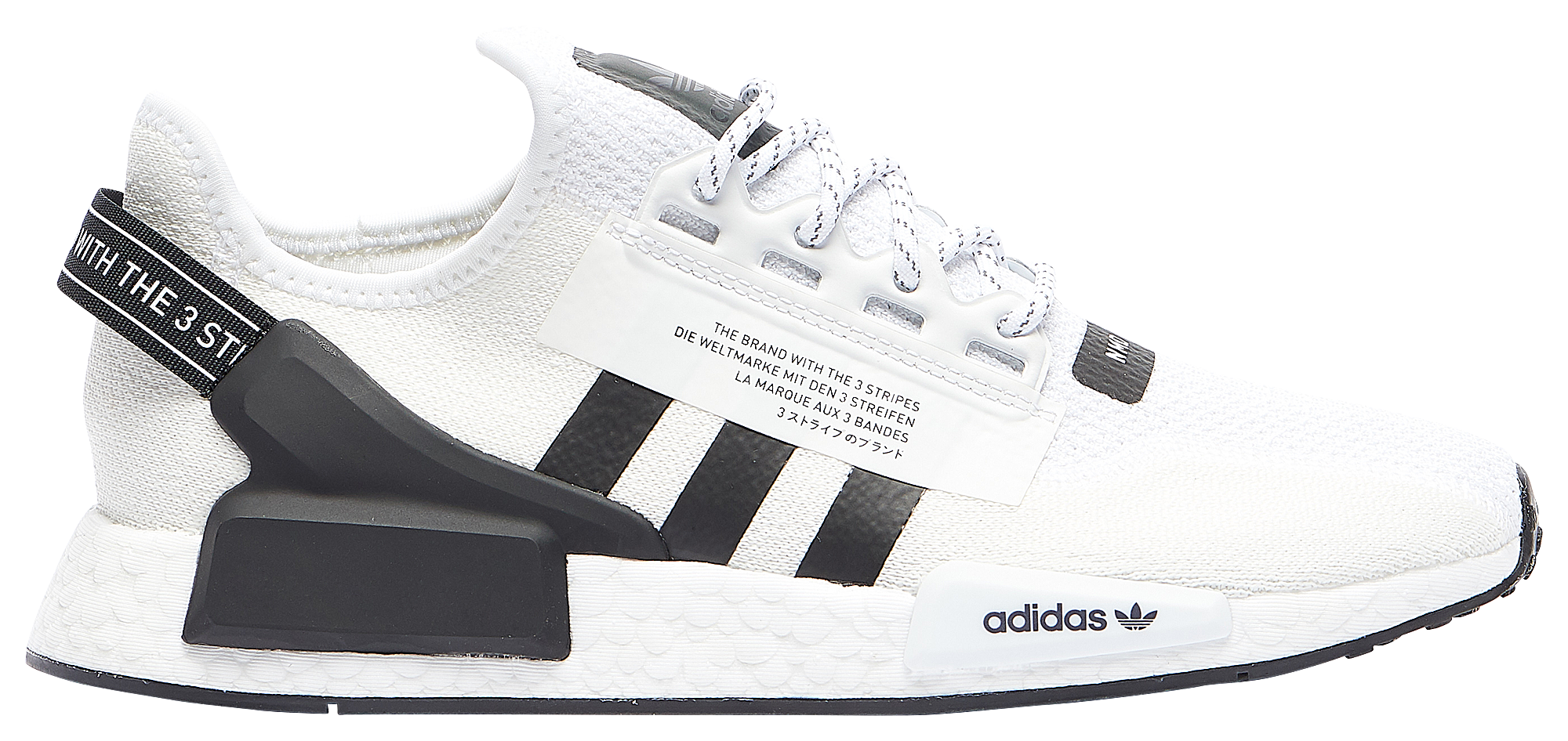 Adidas NMD R1 All White 10 White Shoes ALL WHITE Reflective Shrimp Shop